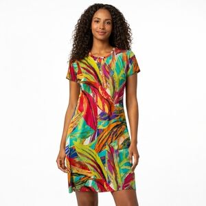 Spense Tropical Leaf Print Midi Dress - Size S - NWT